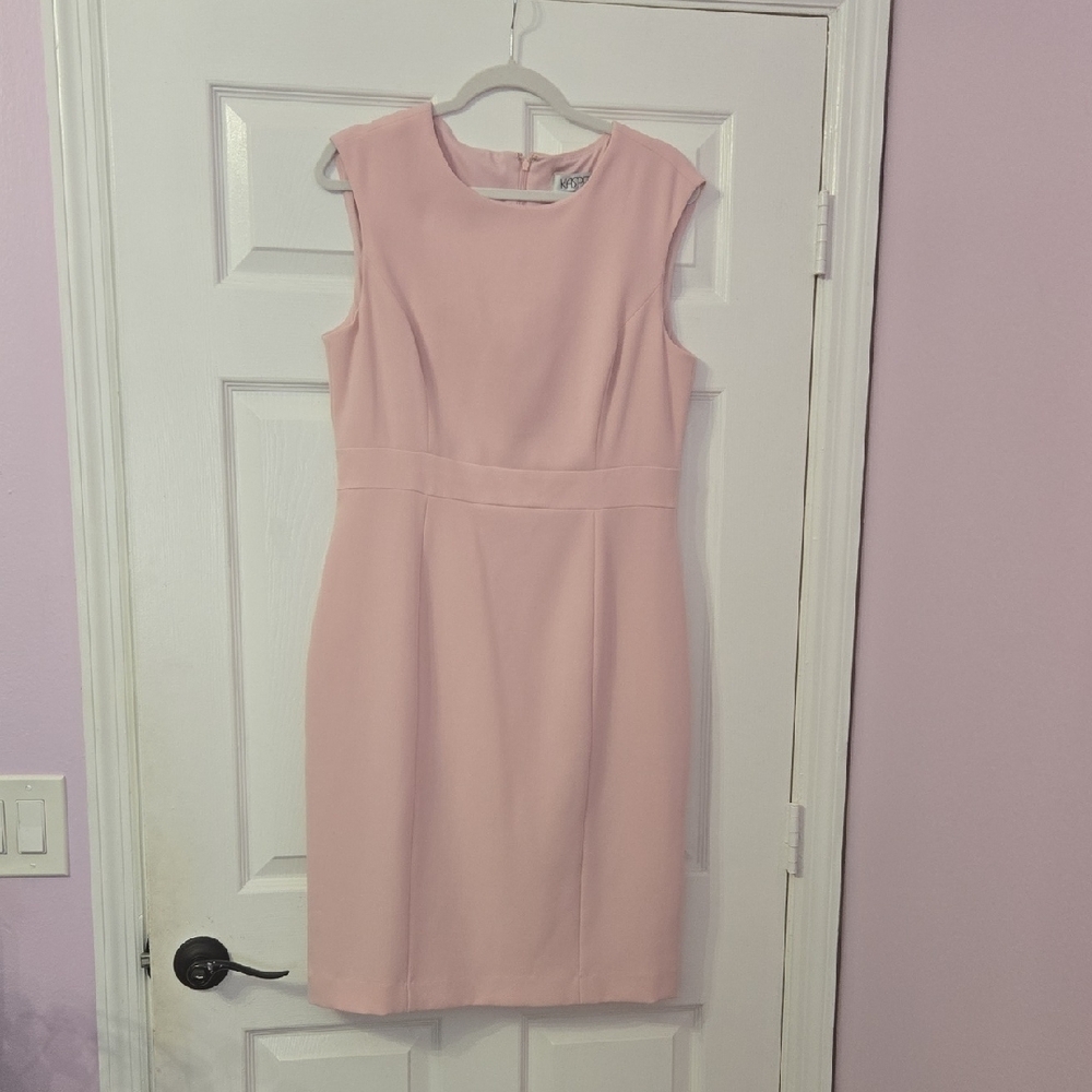 Kasper Pink Sheath Midi Dress for Wedding Guest